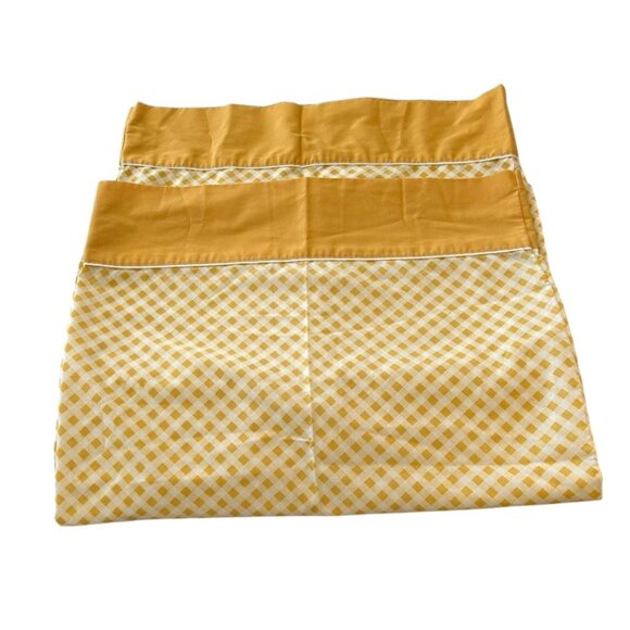 Vtg Cannon Monticello Muslin Standard Pillowcase Set Gingham Check Mustard White - Picture 1 of 8